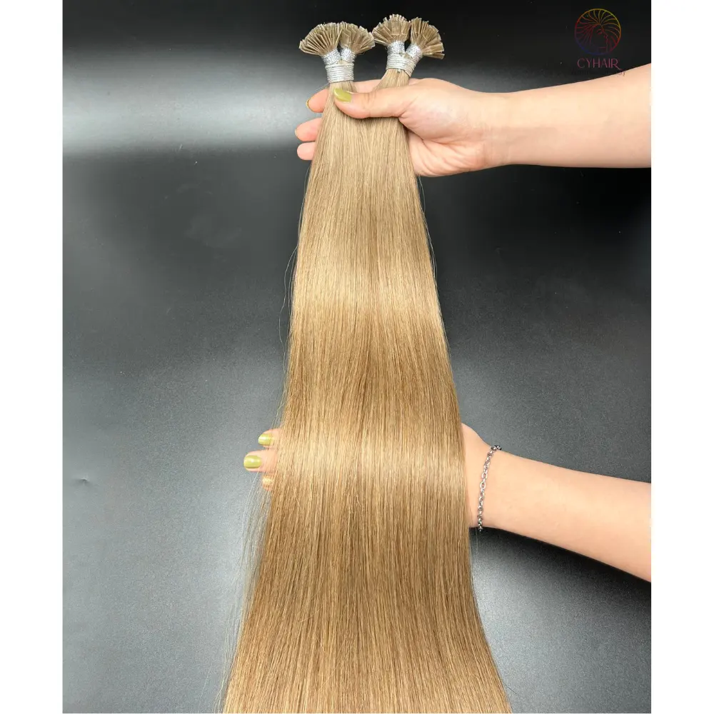 Hot Styles Raw Vietnamese Natural Straight Hair Extensions Light Ash Brown Color Flat Tip Human Hair Extensions 24 Inches 60 Cm