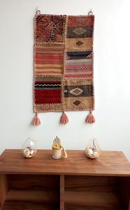 Modern Vintage Hand Woven Fabric <b>Wall</b> <b>Decal</b> Patchwork Design Abstract Geometric Entryway Hallway Wedding Birthday Anniversary - Product Image 2