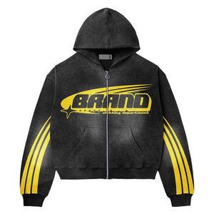 เสื้อกันหนาวมีฮู้ดผ้าฟลีซผ้าฝ้าย100% โอเวอร์ไซส์แบบมีซิปโอเวอร์ไซส์ออกแบบโลโก้ได้ตามต้องการ - Product Image 5