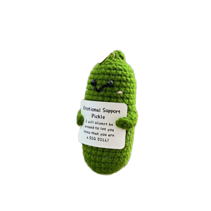 Inspirational Knitted Toy & Encouraging Card Handmade 4.72in Pickled Cucumber Emotional Support Birthday Cheer-up Gifts - Product Image 2