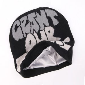 Fábrica personalizada con logotipo All Over Print diseñador acrílico Unisex Jacquard estilo gráfico Jacquard satén forrado Beanie sombreros - Product Image 2