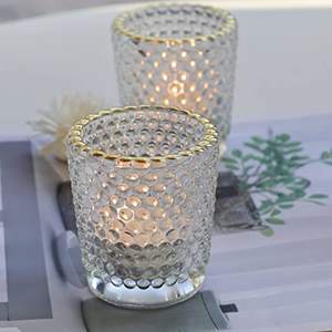 Clear Tealight <b>Candle</b> Holder <b>Bulk</b> with Gold Rim, Glass Votive <b>Candle</b> Holders for Table Centerpiece - Product Image 3
