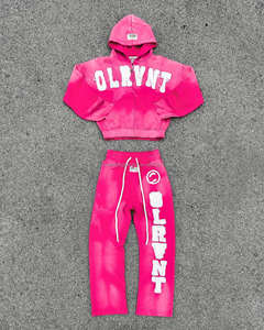 Conjunto Deportivo Vintage de Sudadera con Capucha y Pantalones Jogger de Felpa Lavada al Ácido para Mujer, de Alta Calidad, Holgado y Estilo Oversize para Otoño - Product Image 5