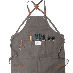 Delantales de cocina de lona de algodón 100% para hombres, diseño sin mangas reutilizable resistente al agua y al aceite personalizado - Product Image 5