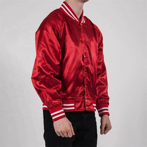 Gran oferta de chaquetas de béisbol de satén ecológicas de alta calidad para hombres, estilo universitario de invierno, soporte de Color sólido, grosor estándar - Product Image 3