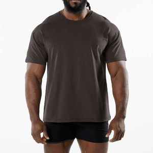 เสื้อยืดคอกลมสีทึบสำหรับผู้ชายเสื้อยืดผ้าฝ้ายถักเปิดไหล่ข้าง95% แบบลำลอง - Product Image 6