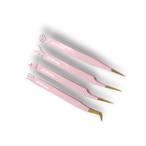 Pinzas de extensión de pestañas de acero inoxidable reutilizables, pinzas curvas rectas, aplicador puntiagudo, extensiones de pestañas de volumen - Product Image 4