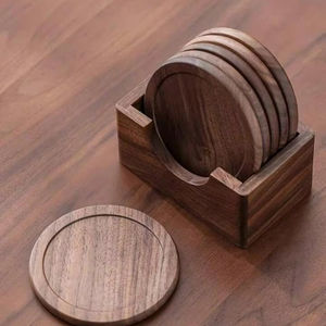 Artistic Wooden <b>Coaster</b> <b>Set</b> With Smooth Polish Ideal For Elegant Homes Restaurants And Luxury Dining Table Settings - Product Image 1