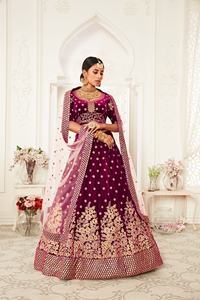 Exclusive Velvet Purple Royal <b>Lehenga</b> Choli Bridal Wedding Dress India Manufacturer Surat - Product Image 5