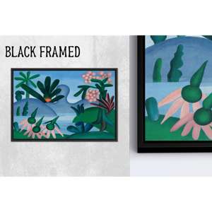 Toile imprimée : Art mural abstrait moderne bleu et vert sur toile encadrée noire, 1P - Product Image 1