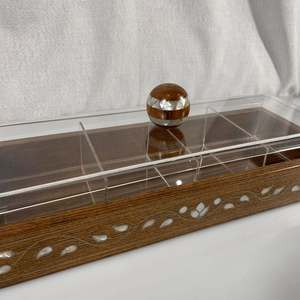 Premium Chocolate and Candy Presentation Handcrafted Acrylic dom Gift <b>Box</b> with Elegant <b>Wooden</b> Lid & Mother of Pearl Inlay for - Product Image 1