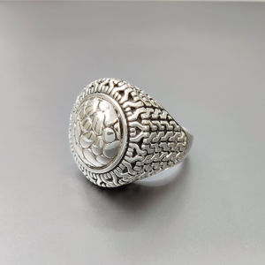 Modern 18K Gold Plated Fine Jewelry 18.8 Grams <b>Plain</b> Silver <b>Ring</b> with Gemstone Inlay for Occasions 18K Gold Plating Color - Product Image 1