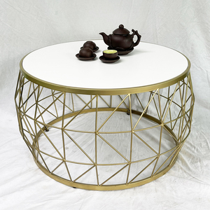 TAMO Modern Design Wooden Top Iron Frame Sofa <b>Table</b> 77x77x45cm Decorative Feature TT68196 - Product Image 5