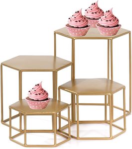 Fournisseur en gros support à gâteau en laiton contremarches de présentation en métal rehausseurs de buffet gigognes présentoirs de buffet en laiton modernes - Product Image 2