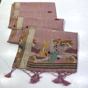 Sari de Algodón Munga VASTRA COTTAGE con Elegante Diseño de Tejido, Blusa Tradicional Informal, Atuendo Étnico Indio - Product Image 6