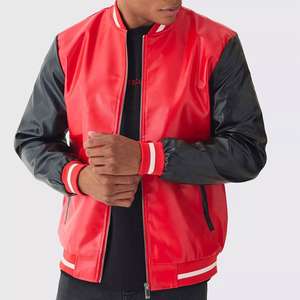 Veste universitaire 100% coton toile col montant devant brodé veste bomber universitaire vêtements pour étudiants - Product Image 5