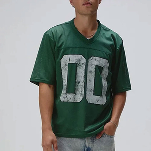 Men's <b>Green</b> American Football Jersey V Neck Short Sleeve Breathable <b>Mesh</b> Number 00 Print Relaxed Fit Adult Team Uniform - Product Image 3