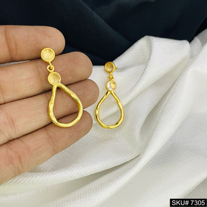 Designer Drop Earrings Stunning Geometric Dangle 18K New Vermeil Gold Plated Brass Jewelry <b>Vintage</b> Trendy Engagement <b>Accessory</b> - Product Image 1