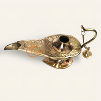 Lampe à huile décorative de style nautique Aladdin Genie avec brûleur d'encens Chirag en laiton plaqué or