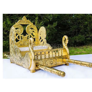 Estilo de pavo real dorado nupcial Doli/Palki boda Metal tallado Pavo Real Doli/Palki elegante boda hindú Pavo Real Doli - Product Image 4