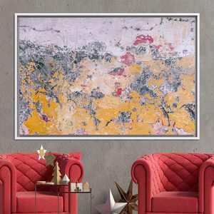 Lienzo de yeso vintage: Impresión artística abstracta en vidrio templado para pared, lienzo con marco blanco - Product Image 1