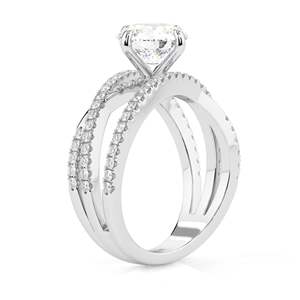 1.00CTRound Cut diamond Criss <b>Cross</b> Anniversary Ring for Women - Product Image 3