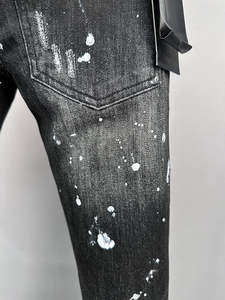 2025 Fashion Paint Splatter Distressed Mid Waist <b>Overalls</b> Street Wear Wash <b>Denim</b> Pants <b>Men</b> Comfortable Custom Design 100% Cotton - Product Image 6