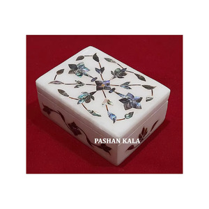 Handmade Floral Design Natural White Marble Mother Of <b>Pearl</b> Inlay Jewelry Box Rectangle Shape Used For <b>Watch</b> Packing And Gifting - Product Image 1