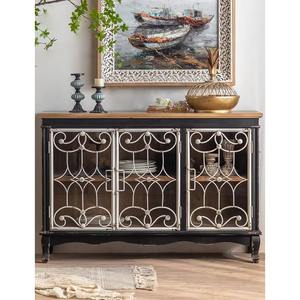 Modern Industrial Farmhouse <b>Sideboard</b> Storage Dining Room Furniture Durable Eco-Friendly Wrought Iron Door Home Bar Bathroom - Product Image 1