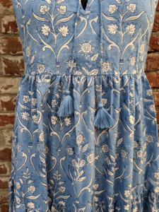 Robe Maxi d'été en pur coton pour femmes imprimé floral bohème bloc de main imprimé Style indien Logo dos écologique pour l'automne - Product Image 3