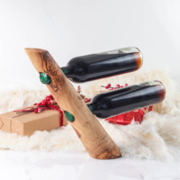 Support de bouteille décoratif en bois d'olivier de style rustique méditerranéen, qualité supérieure, écologique, sculpté, pour la maison, ArtisRaw