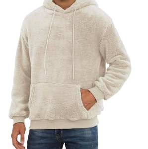 Sweat à capuche en polaire pour homme, vente chaude, hiver, 100% coton, respirant, surdimensionné, anti-froissement, couleur unie, logo personnalisé, taille plus - Product Image 1