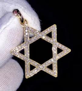 Colgante de moissanita redondo vintage personalizado con forma de estrella única "totalmente helado" para regalo, boda o fiesta - Product Image 2