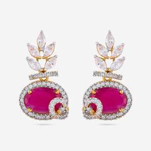 Pendientes de Moda con Circonitas - Aleación de Zinc con Baño de Rodio y Oro - Forma de Flor - Para Fiestas y Eventos - 190350 - Product Image 1
