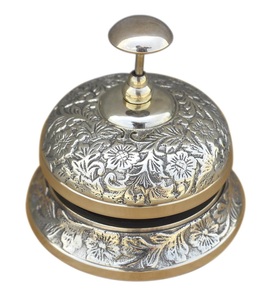 High Quality Embossed Design Nautical Brass <b>Desk</b> Bell Modern Polished Metal Crafts Table Call for Home Office Reception - Product Image 3