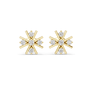 0.32 CT Lab Diamond Starburst Stud <b>Earrings</b> for Women Round Cut VVS-VS EF Clarity 18KT, 14KT, 10KT Gold & 925 <b>Silver</b> - Product Image 1