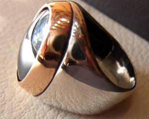Anillo de Plata de Ley 925 para Hombre, Novedad, Piedra Preciosa de Hematita Natural, Anillo Unisex Árabe para el Día del Padre - Product Image 3