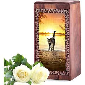 Suministros funerarios Urnas de cremación de madera de mango estampadas para cenizas humanas disponibles a precios al por mayor del exportador indio - Product Image 2