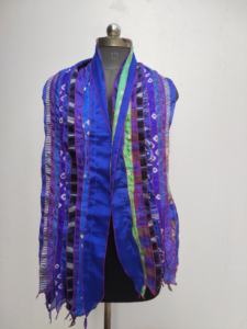 Soft Silk Patches Reversible <b>Scarf</b> with Vivid Colorful Stripes Long Length <b>Neck</b> Wrap Lightweight Comfortable for All Seasons - Product Image 3