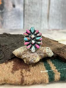 Nouveau Design 925 Sterling Silver Cotton Candy Turquoise Anneau Réglable Bold Handmade Boho Fine Jewelry - Product Image 5