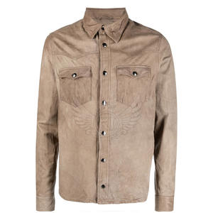 <b>High</b> Quality Leather <b>Shirt</b> Customized Logo Leather <b>Shirt</b> Fashion Clothing Leather <b>Shirt</b> for <b>Men</b> - Product Image 1