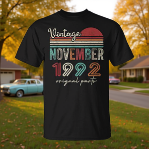 Camiseta vintage de noviembre de 1992 con piezas originales, unisex, cuello redondo, manga corta, regalo de cumpleaños para adultos - Product Image 3