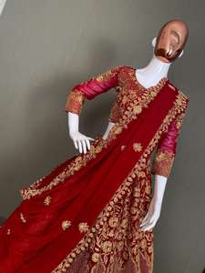 Lehenga Choli Dupatta con Blusa, Bordado, Pedrería y Perlas, Lehenga Choli de Novia, Precio al por Mayor - Product Image 5