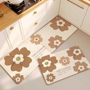 Ensemble de tapis de cuisine personnalisés à motifs floraux, antidérapants, absorbants, dessus en polyester, base en caoutchouc imperméable, rembourrés, tissés, décor personnalisé - Product Image 3