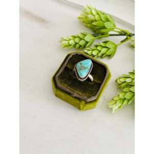 Eli Skeets Royston Turquoise & Sterling Silver <b>Adjustable</b> <b>Ring</b> Fashionable Bezel Setting with Rose & Gold Plating Gift - Product Image 3