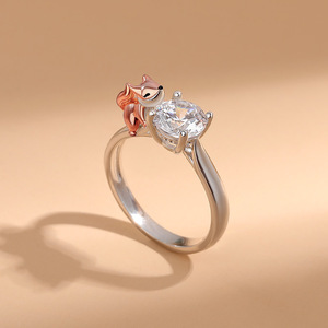 แหวนเงินสเตอร์ลิงทรงกลมวินเทจ Jeulia Hug Me Baby Fox ประดับด้วยพลอยธรรมชาติ - Product Image 6