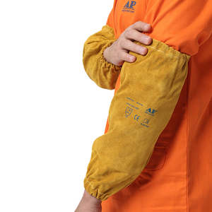 Protectores de brazo de soldadura de cuero de vaca Mangas de brazo de soldadura de seguridad ignífugas y anticortes para protección Industrial - Product Image 3