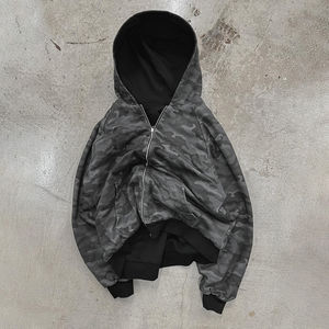 Sweat à capuche réversible pour homme en molleton français imprimé intégral camouflage, 100% coton, impression DTG, fermeture éclair - Product Image 4