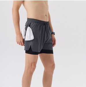 Pantalones cortos deportivos 2 en 1 de secado rápido para hombre, pantalones cortos para correr maratón con logotipo personalizado, pantalones cortos de entrenamiento físico transpirables sueltos, envío DDP - Product Image 4