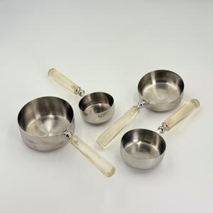 <b>Set</b> of 4 Stainless Steel <b>Measuring</b> <b>Cups</b> with Transparent Resin Handles Durable and Stylish for Accurate Cooking and Baking - Product Image 2